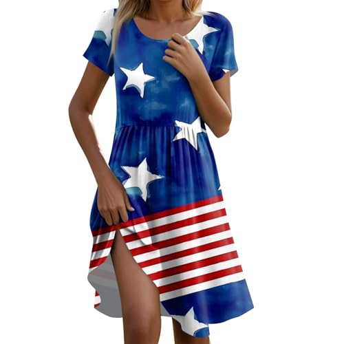 American Flag Dress for Women Independence Day Graphic Maternity Fashion Casual Festival Stars Stripe O Neck 4th of July Outfit Vestidos De Verano para Mujer 2025