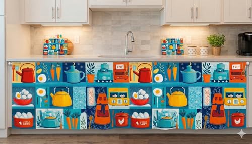 Image of Barebeauty Premium Printed Kitchen Sink Curtain | Kitchen Under Sink Curtain | Decorative Cabinet Cover | Washable & Dustproof | Modern Curtain (1, Design-10)
