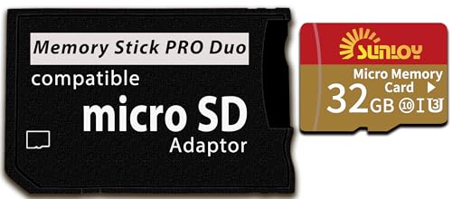PSP Memory Stick Adapter with 32GB Micro SD Card, Micro SD/SDHC/SDXC to Memory Stick PRO Duo MagicGate Card Compatible with PlayStation Portable, Camera, Handycam, Cell Phone & PSP 1000/2000/3000