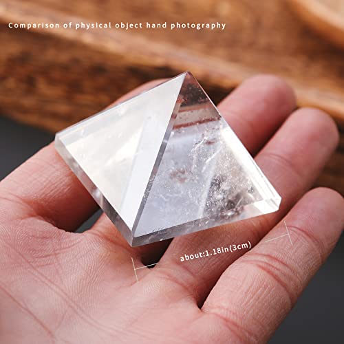 Image of Runyangshi Natural Clear Quartz Crystal Pyramid Energy Generator | 1.2x1.2in (3x3cm) Healing Crystal Pyramid for Protection & Positive Energy | Natural Quartz for Chakra Reiki Home Decor