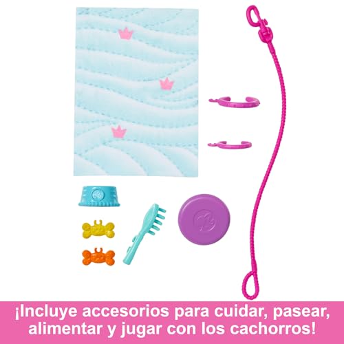 Barbie muñeca rubia paseadora juguete de perritos con silla de ruedas +3 años 3