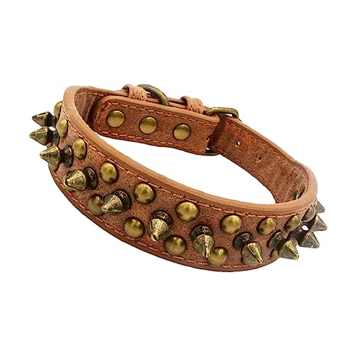 Collier pour chien rivet en cuir marron résistant pour l'extérieur
