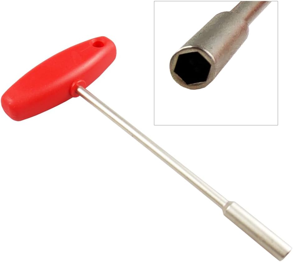 ULTECHNOVO Bike Concealed Spoke Wrench T Shape Sleeve Wrench Wire Adjust Spoke Tool Hexagonal Hole Bicycle Wheel Repair Tool 6.10X2.99X0.90In