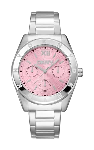 DKNY Women's Chronograph Pink Dial Stainless Steel Bracelet Watch 36mm 50M