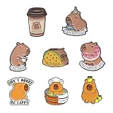 CVDYWDJIE Ensemble Broches Capybara 8 Pièces, Badge Drôle, Broche Animal Mignonne pour Garçons et Filles