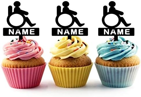 TA0624 Patient Silhouette Party Wedding Birthday Acrylic Cupcake Toppers Decor 10 pcs with Personalized Your Name