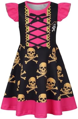 Sukyfecde Girls Pirate Costume Kids Halloween Costumes Outfits 5-6 Rose