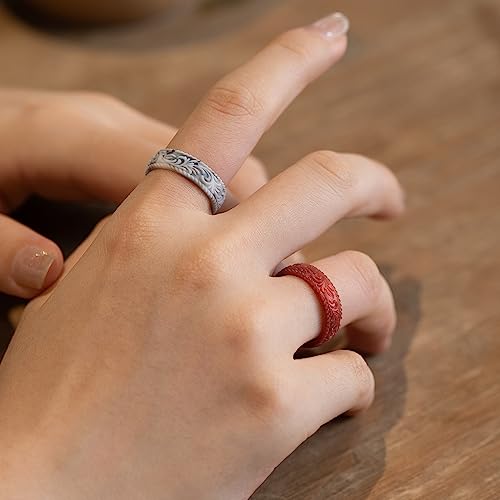 Zollen Silicone Wedding Rings for Women 4 Packs -Metallic Stackable Silicone Rubber Wedding Bands - Innovative Vine Collection, Size 8 by Zollen - Image 5