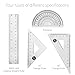 Protractor and Compass Set with Rulers, All-in-One Compass Geometry Tool Kit for Students and Technical Drawing