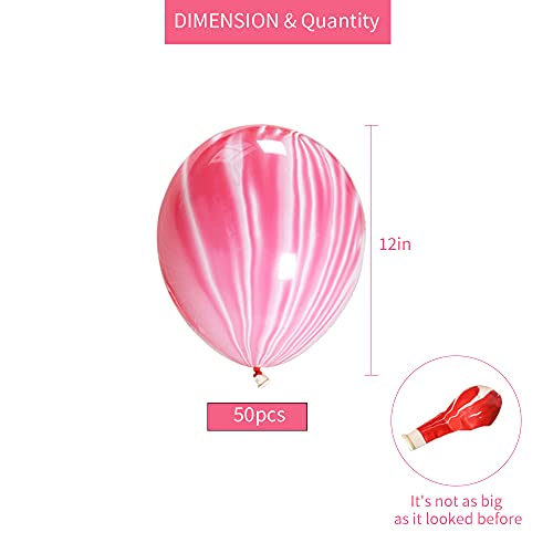 Image of 50pcs Pink Marble Balloons 12 Inch Marble Agate Latex Balloons for Pink Valentine Party Birthday Tie Dye Balloons Easter Decoration Wedding Baby Shower Festival Photobooth