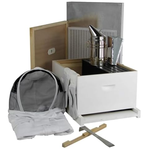 Nubee Deluxe Beehive Starter Kit with Dovetail Joints - Complete Beekeeping Set for Beginners Hive Construction, Protective Gear, and 10 Total Frame Capacity Cover