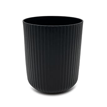 Ribbed Plastic Wastebasket, 1.64 Gallon, Black