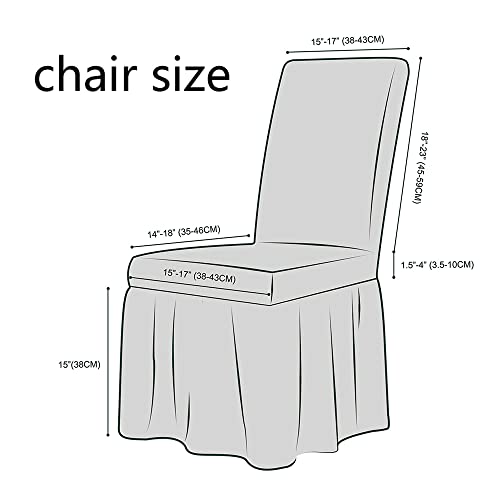 Busamedo Set Of 4 Stretch Universal Dining Room Chair Cover With Skirt Washable Plaid Long Skirt Chair Slipcovers Soft Jacquard Seat Slipcover For Pets Wedding Hotel Banquet Party (4Pcs, Grey) #TOP2