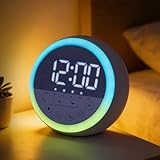 Gemmac Despertador Digital con Ruido Blanco, Reloj Despertador Maquina Ruido Blanco 11 Sonidos Regulable Volumen Luz Alarm Clock con Temporizador para Adultos Bebé Dormitorio Oficina Viaje Regalos