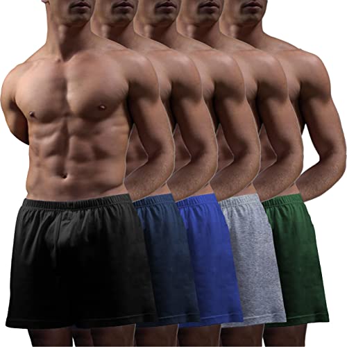 Andrew Scott Men's King Size Big Man Cotton Knit Sleep Boxers/Underwear Boxer Shorts- Multi Packs (5 Pack - Black, Gray, Navy, Hunter Green, Royal, Xxx-Large) #TOP13