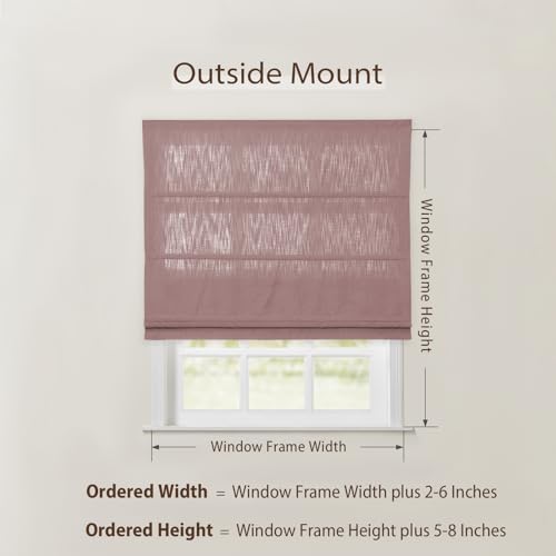 Image of TWOPAGES Isabella No Drill Cordless Roman Shade Linen Textured Cotton Roman Blind for Windows, Custom Made Room Darkening Blackout Roman Window Shade, Hardware Included, Coral Red, 1 Piece