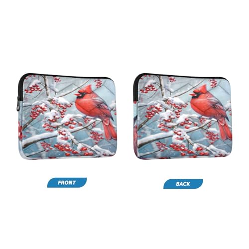 Funda para portátil 13-14 pulgadas roja con diseño de pájaro miniatura 2