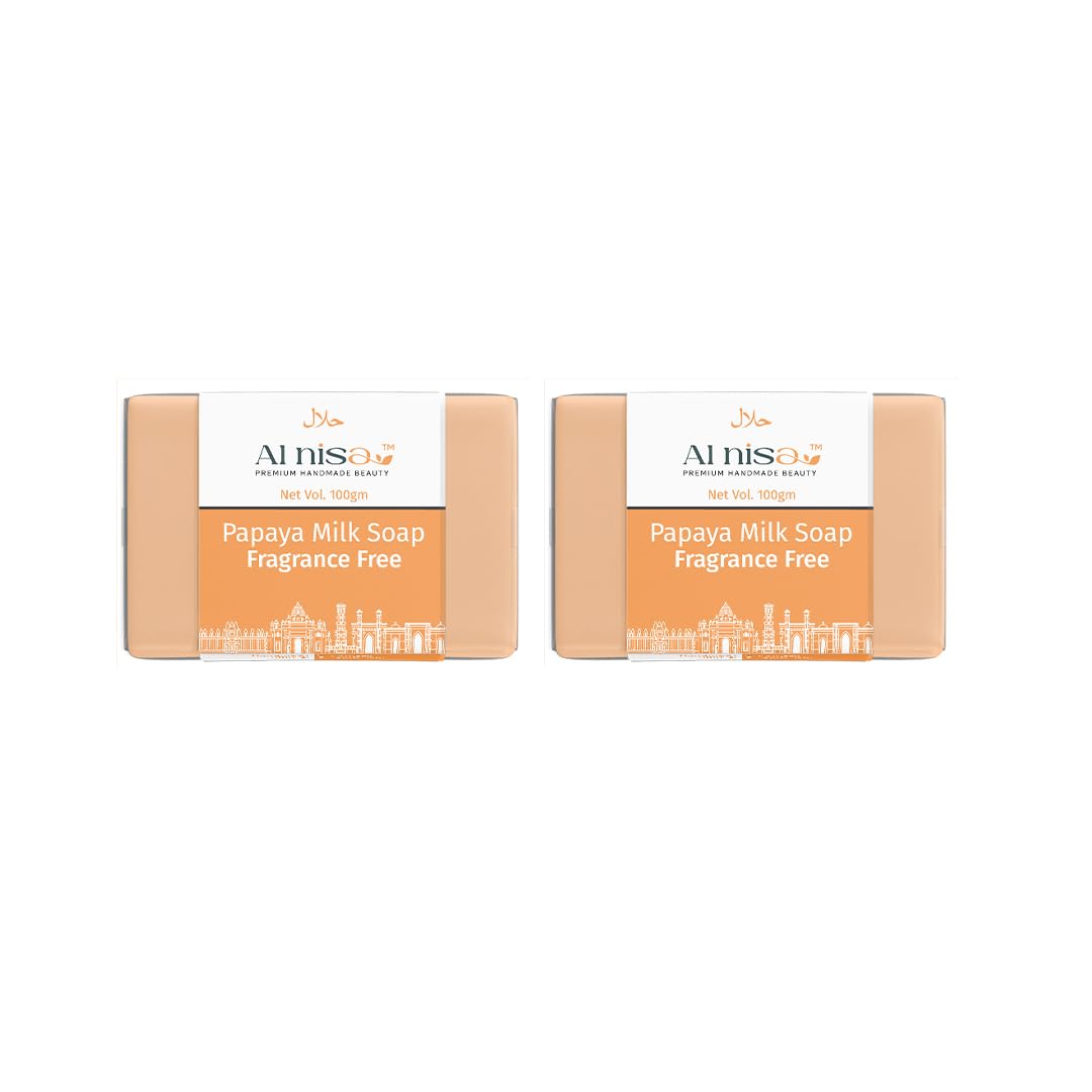 Unscented Papaya Milk Handmade Soap for Hajj & Umrah 100g, Set of 2