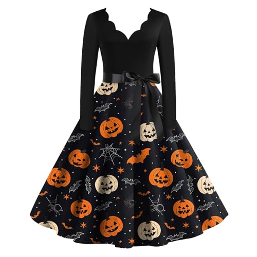 FlekmanArt - Halloween Costumes Woman 2024 Halloween Fun Printed A-Line Dress Long Sleeve Dresses Dressy Tunic Dress Work Dresses for Women Homecoming Dresses 2024 Red Dresses for Women（1-Black,XX-Large） - Best Deal on Amazon