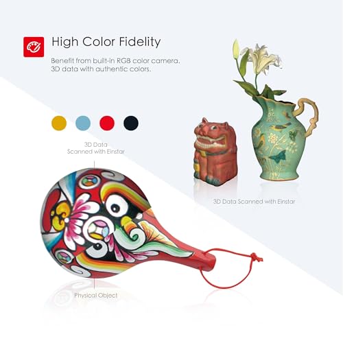 Einstar Handheld 3D Scanner Pro - High Quality and Realistic-3D Scanner for 3D Printing, Infrared VCSEL Light Scanning with RGB Color Camera 0.1 mm Resolution, Handheld 3D-Printer & Scanners Tools