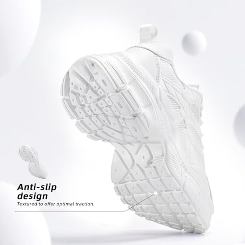 Image of Womems Walking Shoes Running Tennis Fashion Sneakers Athletic Gym Workout Comfortable Breathable Lightweight White