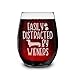 shop4ever Funny Dachshund Wine Glass Easily Distracted By Wieners Engraved Stemless Wine Glass 15 Oz Wiener Dog Mom Gift Dog Lover Gift for Women Dachshund Gifts