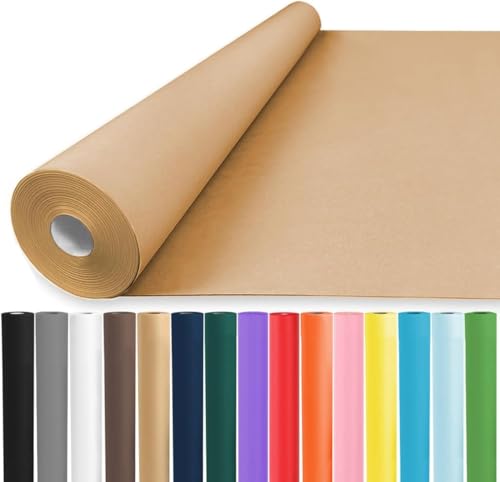 Vanhench 17.5" x 3600" (300') Brown Kraft Paper Roll, Color