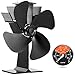 Produktbild [2 Jahre Garantie] Holzofen Ventilator 4 Rotorblätter Ventilator Kamin Wärme angetrieben Kaminlüfter Sprit Sparen + Kaminzubehör Magnetherdes Thermometer