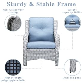 Patio Dining Chairs Set of 2, All-Weather Wicker Chair Patio Club Chairs, Outdoor Deep Seating Set Patio Furniture with Cushions, Light Gray Wicker 41oIPviHUaL. SS280