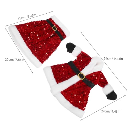 Falda navideña bolsa para botellas de vino y adornos de mesa para cenas de navidad 5