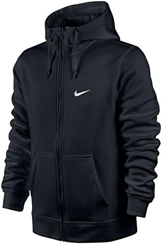 Nike Mens Club Swoosh Full-Zip Hoodie Black Size Large, Black/White, Size Large