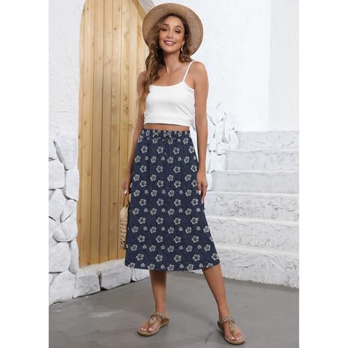Image of Witsmile Flowy Skirt Elastic High Waist A-Line Skirt with Pockets Bohemia Cover-up for Women 2026 Trendy(S-2XL)