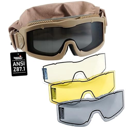 Lancer Tactical AERO Airsoft Tactical Safety Goggles ANSI Z87.1, 3mm Dual Pane Anti-Fog Lens for Hunting, Paintball, Cycling