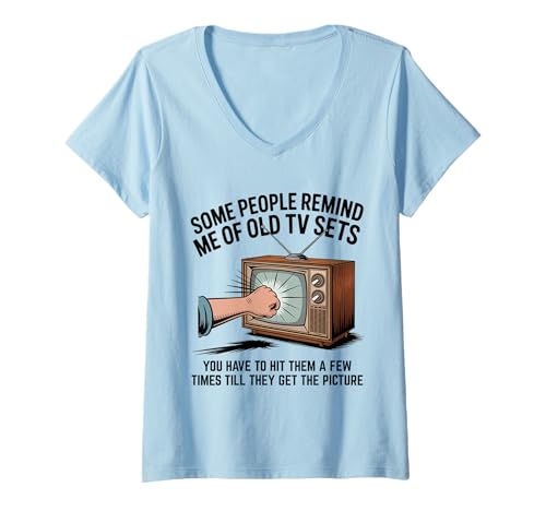 Womens Some People Remind me of Old tv Sets Vintage Television Joke V-Neck T-Shirt