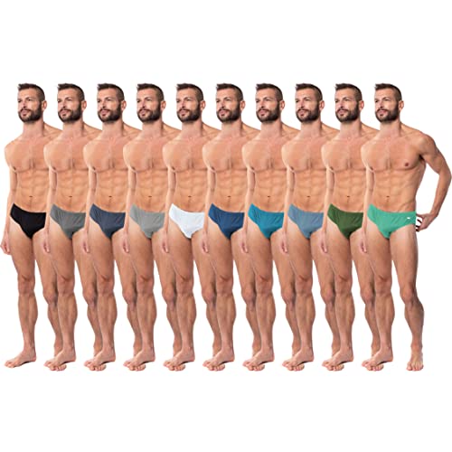 American Heaven Men's 10 Pack Sport Bikini Briefs | Cotton Rayon Stretch Seamless Bikini Underwear (10 Pack -Solid Color Blast, Medium) #TOP2