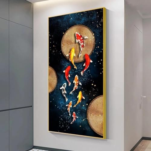 Toile poisson rouge porte-bonheur carpe koï 80x160 cm harmonie maison