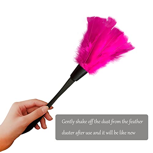 Easy To Clean Feather Duster - 14-Inch Turkish Feather Duster, Essential Household Cleaning Too(Rose Red) #TOP2