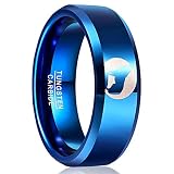 MEILING LINGMEI 8mm Mens Ring Tungsten Rings for Men Blue Wedding Bands Couple Ring Domed Promise Ri