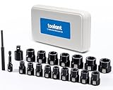 toolant 19pcs Impact Bolt Extractor Kit, Bolt & Nut Remover Socket Tool Kit, Stripped Bolt Extractor for Damaged Screws and Bolts