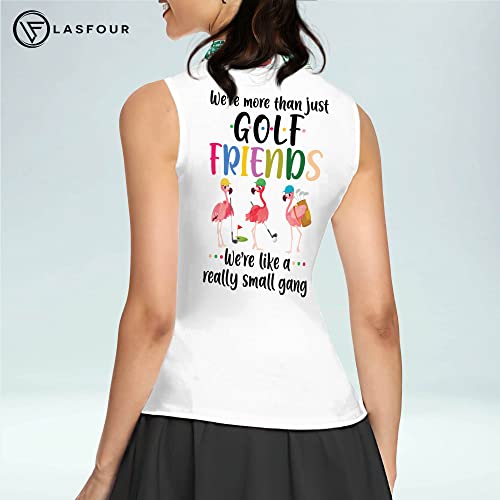 Lasfour Personalized Golf Shirts For Women Sleeveless With Collar, Funny Golf Shirts For Women, We're More Than Just Golf Friends, Golf Team Shirts Funny Women, Floral Golf Shirt Dry Fit #TOP4