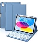 Vobafe Keyboard Case for iPad A16 11th Generation 2025/10th Generation 2022(11/10.9 inch), 7 Colors Backlit Detachable Folio Keyboard Cover with Pencil Holder for iPad 11/10 Gen, UK Layout, Blue