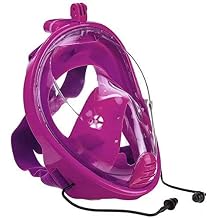 Full Face Snorkel Mask, 180 Degree Panoramic Snorkeling Mask, Anti Fog Anti Leak Tempered Glass, Very Suitable for Diving Enthusiasts,Purple-Large