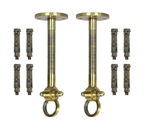 Image of Ceiling Hooks for Hanging Zula for Home Punching Bag Hanger with Anchor Bolt Fasteners Suitbale for Hammock Swing (Golden Kada, 12 Inch, 2pc)