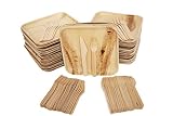 Eco Only Disposable party pack of 150 | Eco-friendly Palm Leaf Plates with Cutlery | 50 Disposable 8
