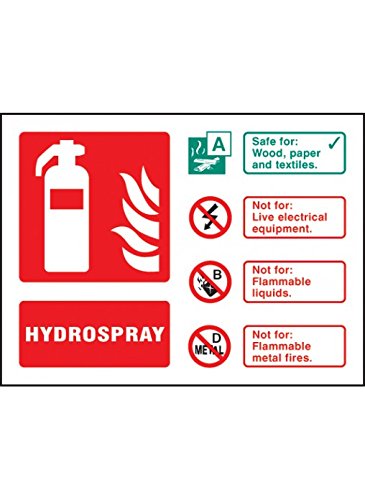 Caledonia Signs 21240D Hydrospray Extinguisher Identification Sign, Self Adhesive Vinyl, 150 mm x 100 mm