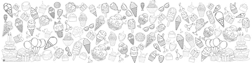 Creative Crayons Workshop - Ice Cream Coloring Table Runner | Huge 2' x 8' Party Banner for Kids | Ice Cream Social Birthday Decor & Activity Sheet, Kids Parties, Fundraisers | Made in USA