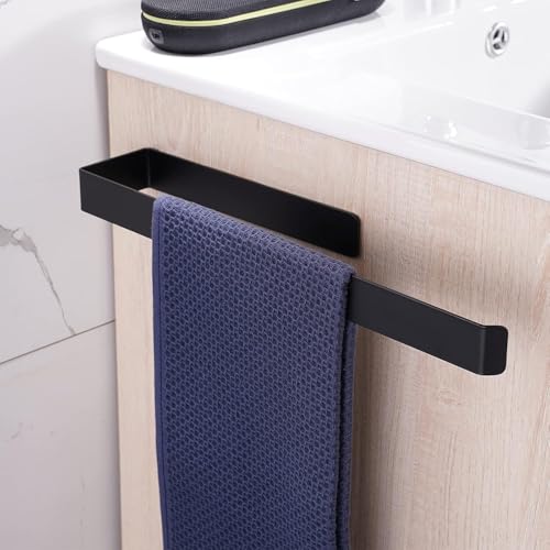 Aikzik Handtuchhalter, Handtuchhalter ohne Bohren, Aluminium Vollmetall Geschirrtuchhalter für Bad & Küche, Schwarz matt