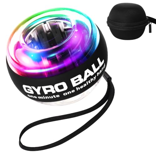 APXEL Gyroball Handgelenktrainer, Handgelenktrainer-Ball mit LED Licht, Gyroskopischer Unterarm-Trainer Handtrainer Handgelenk Trainerball zur Stärkung von Armen, Fingern, Handgelenk (Schwarz)