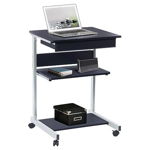 Techni Mobili RTA-B018-GPH06 Rolling Laptop Cart with Storage, Black Graphite Cover