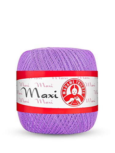 Maxi Madame Tricote Paris 100% Mercerized Cotton Yarn for Crochet and Knitting. NE 10/3 Nm 17/3 Suitable for All Crochet Techniques- Color Number 6309 Size No. 5. African Violet (Pantone 16-3520)